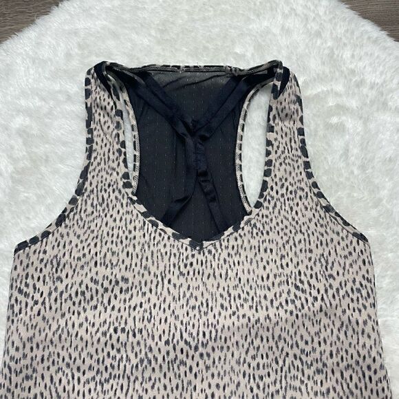Lululemon Dance to Yoga Tank Top Size 4 Tan Beige Black Mesh Athletic - Picture 4 of 11